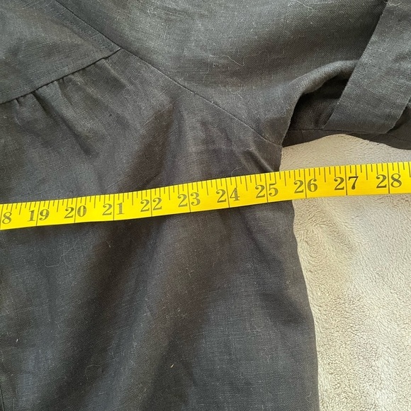 Sandro 100% Linen Black Double Breasted Swing Jacket Blazer 3/4 Sleeves Size XL - Picture 10 of 13